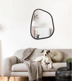 Irregular Wall Mirror Asymmetrical White Mirror Modern Wood Frame Unique Shape - Image 3