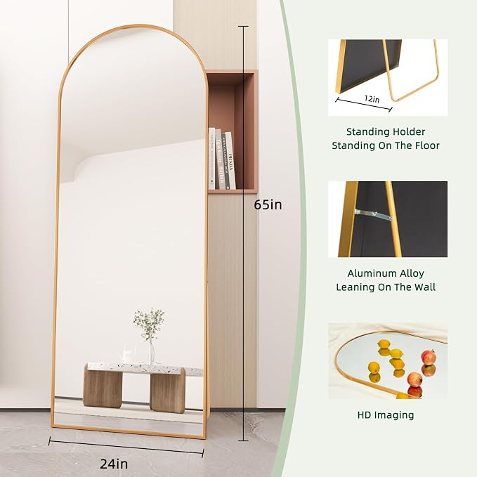 Beauty4U Arched Full Length Mirror, Standing or Leaning, Bedroom Dressing Mirror - Image 2