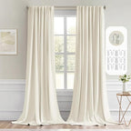 MIULEE Beige White Back Tab Blackout Curtains 108 Inch Long 2 Panels Set by MIULEE