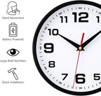 Silent Wall Clocks Battery Operated 12 Inch No Ticking Modern Analog Clock - Image 2