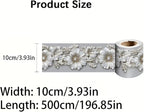 Silver Floral Wallpaper Border 196x4 Inch Peel and Stick Wall Border Metallic - Image 8
