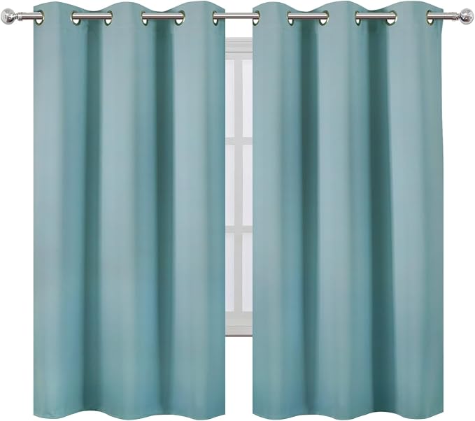 LEMOMO Stone Blue Thermal Blackout Curtains/38 x 63 Inch/Set of 2 Panels Room - Image 2