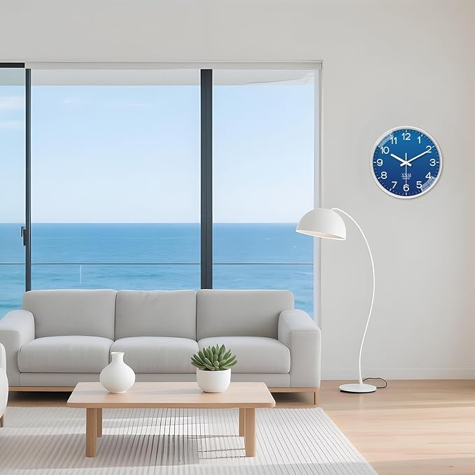 XNM Modern Analog Wall Clocks Battery Operated Navy Blue Wall Clock - Image 2