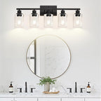 Indoi 5-Light Bathroom Light Fixtures, Matte Black Modern Vanity Lights - Image 7