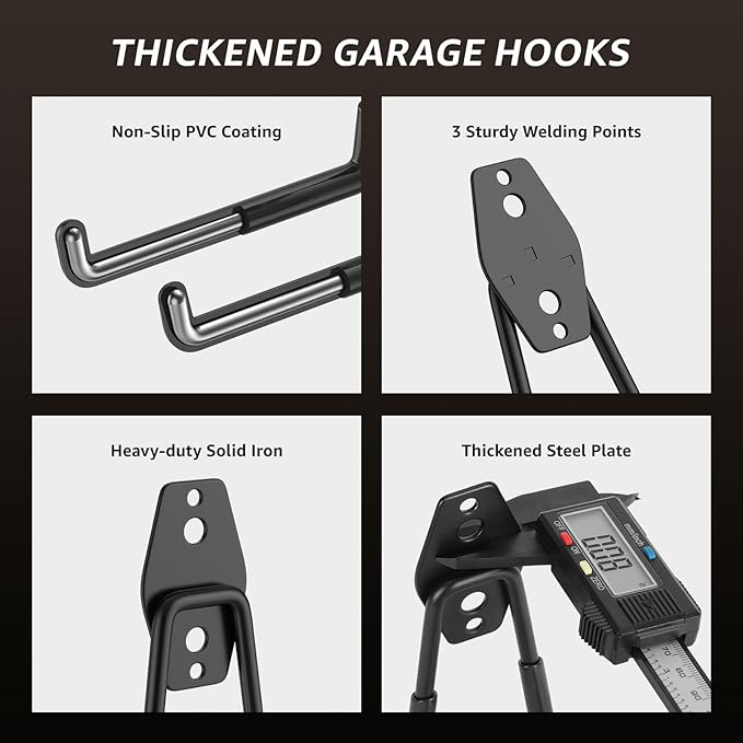 40 Pack Garage Hooks, Heavy Duty Steel Wall Mount Utility Hangers - Image 4