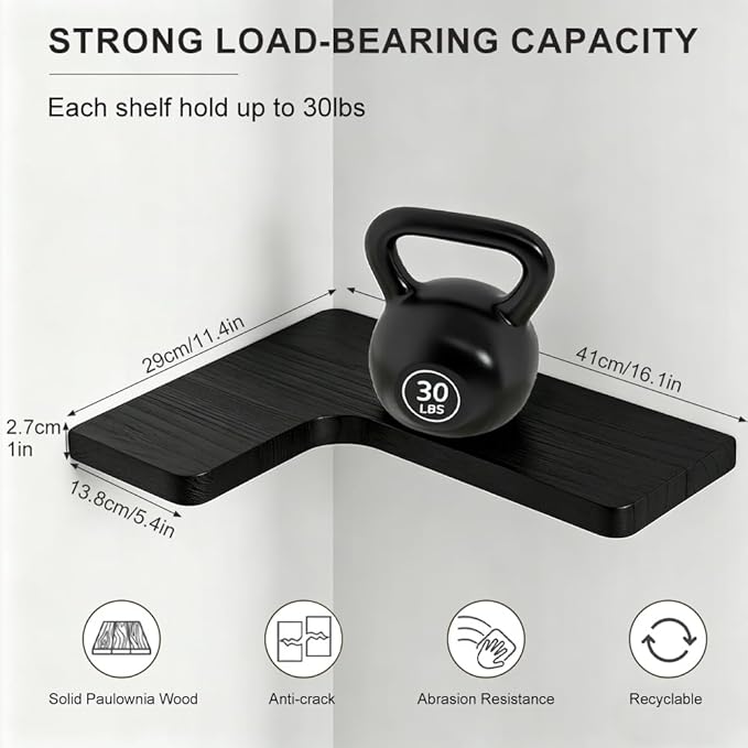 Floating Corner Shelves, Wall Shelf Set of 3, Shelves - Image 2