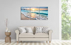 Wieco Art 3 Panels Blue Beach Sunrise White Wave Pictures on Canvas Wall Art - Image 5