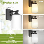 Set of 2 Wall Sconces for Bathroom, Modern Vanity Light Fixtures, Matte Black - Image 6