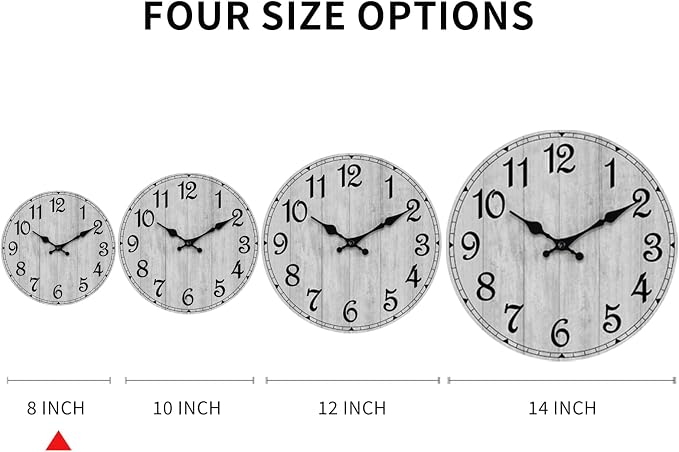 Wall Clock, Rustic Wall Clocks Battery Operated Silent Non Ticking, Country - Image 3