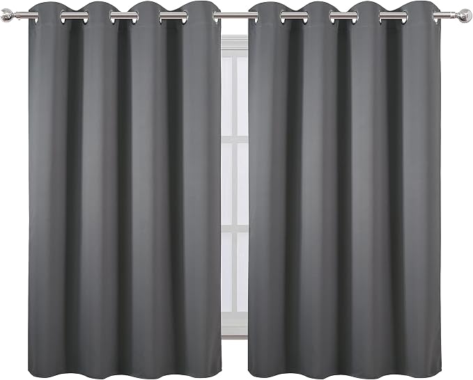 LEMOMO Frost Grey Thermal Blackout Curtains/52 x 54 Inch/Set of 2 Panels Room - Image 2