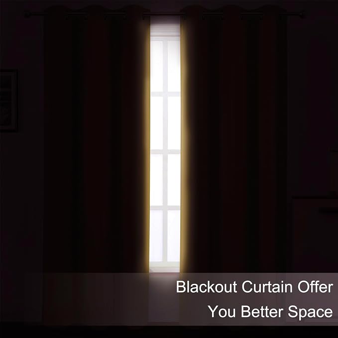 LEMOMO Blackout Curtains 52 x 90 inches Long Mustard Yellow Curtains Set of 2 - Image 3