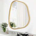 Large Asymmetrical Wall Mirror Irregular Wood Frame Modern Unique Wall-Mounted by HLFMVWE