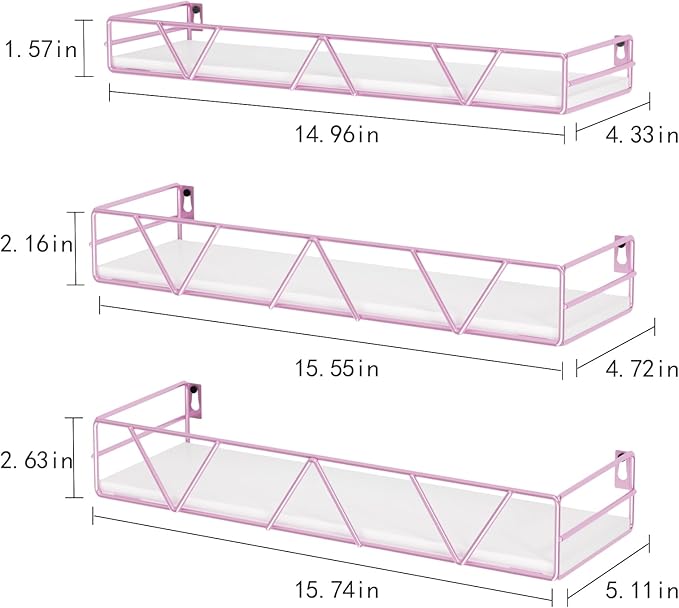 Amaoot Floating Shelves Set of 3, Home Wood Wall Shelf, Farmhouse Shelf - Image 3