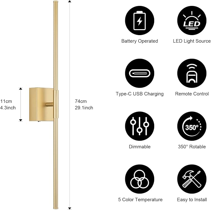 Battery Operated Wall Sconce Set of Two - Image 4