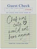 PDFI Trendy Kitchen Wall Art Guest Check Prints Chef Was Cute Would Eat Here by PDFI