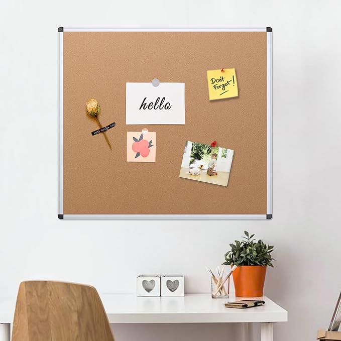 VIZ-PRO Cork Bulletin Board, 48 X 48 Inches, Wall-Mounted Corkboard - Image 6