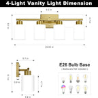 FonmYim Brushed Gold Bathroom Light Fixtures, 4-Light Modern Vanity Light Over - Image 2