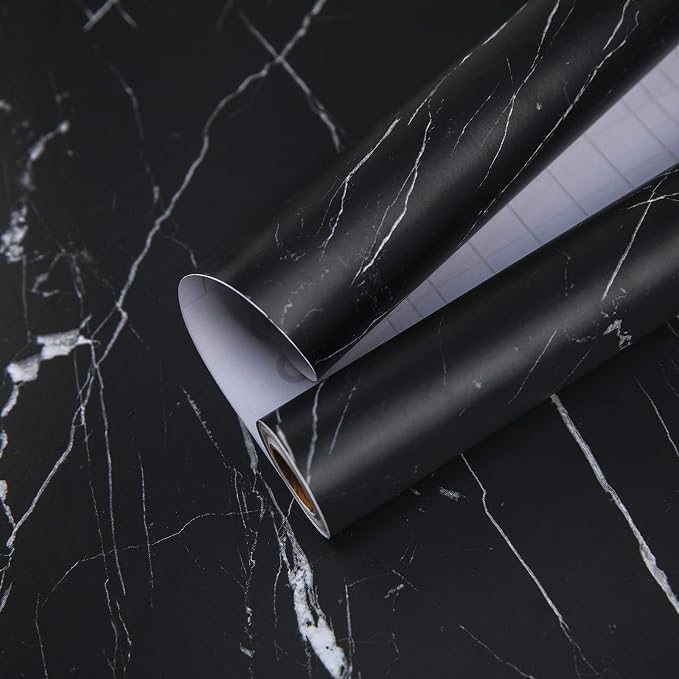 practicalWs 23.6''×118'' Marble Contact Paper Black/White Peel and Stick - Image 3