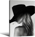 FuSatisYilife Trendy Black And White Framed Wall Art Cool Western Woman Smoking by FuSatisYilife