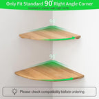 Corner Shelf, Solid Oak Wood Floating Corner Shelves Wall Mount Round End - Image 2