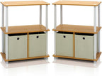 Furinno TURN-N-TUBE Storage Shelves Set of 2, 3-Tier Toolless Book Shelf - Image 3