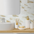 AULIGET 100-Piece Calacatta Gold Marble Look Peel and Stick Backsplash Wall - Image 4