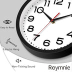 Roymnie Wall Clock Silent Non-Ticking Modern Clock Battery Operated 10 Inch - Image 3