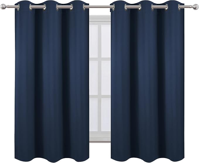 LEMOMO Navy Blue Blackout Curtains 34 x 54 Inch Length/Set of 2 Curtain - Image 2
