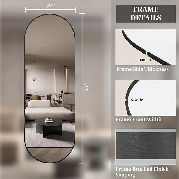 Oval Full Length Mirror, Ultra-Clear Explosion-Proof, Simple and Classic Deco - Image 8