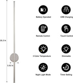 Battery Operated Modern Wall Sconces, Dimmable Wireless Wall Light Set of Two - Image 4