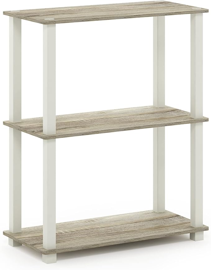 Furinno TURN-S-TUBE Storage Shelves, 3-Tier Book Shelf, Corner Shelf, Toolless - Image 5