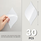 Weysat 30 Pcs Mirror Wall Stickers Decor Acrylic 3D Tear Drop Decorative - Image 2