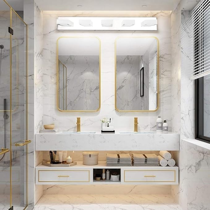 Ralbay Chrome Bathroom Vanity Lighting Fixtures Acrylic Rotable 360° LED Modern - Image 3