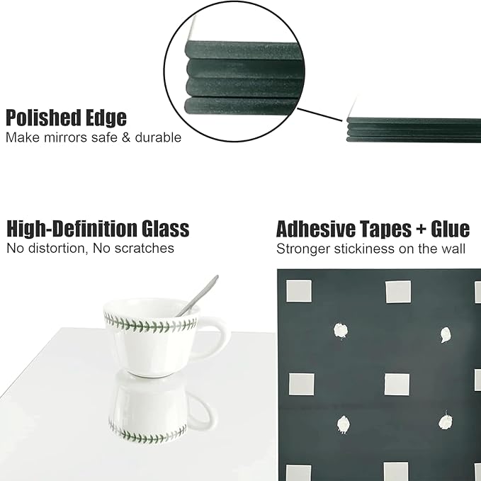 TRAHOME Home Gym Mirror Tiles for Wall, Living Room, Over The Door - Image 7