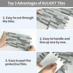 AULIGET 2 Sheets Faux Stone Peel and Stick Backsplash - Image 7