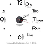 10-20 Inch DIY Wall Clock 3D Frameless Silent Non Ticking - Image 2