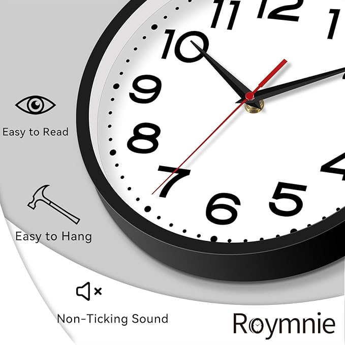 Roymnie Wall Clock Silent Non-Ticking Modern Clock Battery Operated 18 Inch - Image 7