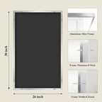 Koonmi Silver Rectangle Wall Mirror, 26x38 Inch Bathroom Mirror, Aluminum Frame - Image 2