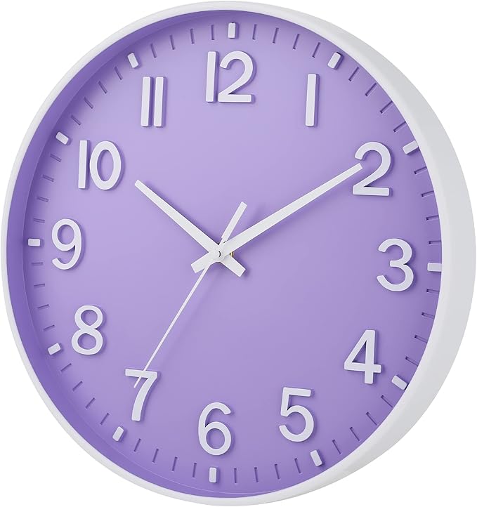 HZDHCLH Purple Wall Clocks Battery Operated, 12 inch Silent Non Ticking Modern - Image 3