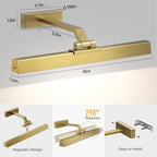 Afyuol Picture Lights for Wall, Brushed Gold Battery Operated Picture Light - Image 7