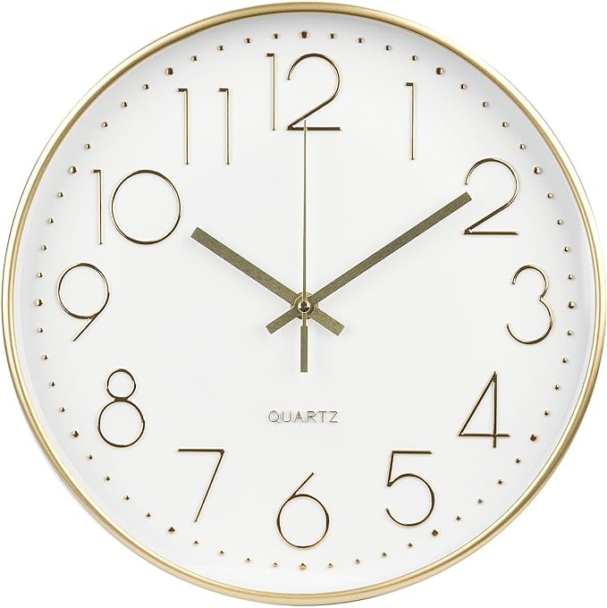 Wall Clock 10 Inch Non-Ticking Silent Modern Simple Style Round Decor Clock by BAKBRAND