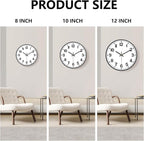 Black Wall Clock, 8 Inch Wall Clocks Battery Operated, Round Modern Non Ticking - Image 9
