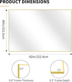 KOCUUY Large Gold Bathroom Mirror, 60x40 Inch Rectangular Mirror - Image 9