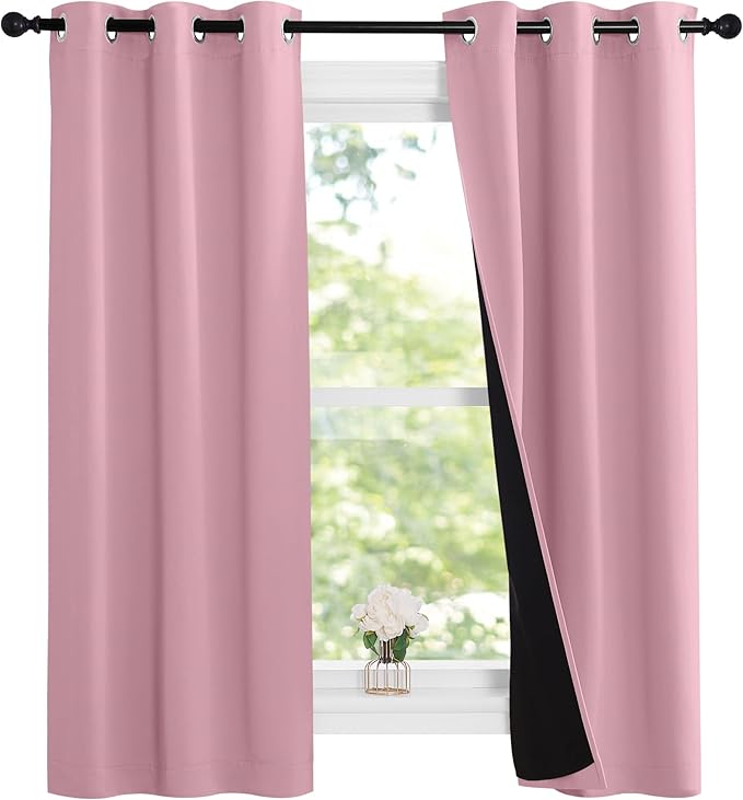 NICETOWN Crystal Pink Full Shade Curtain Panels, Pair of Thermal Insulated & by NICETOWN