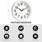 Rohioue Wall Clock Modern 10 Inch Battery Operated Silent Non Ticking Analog - Image 3