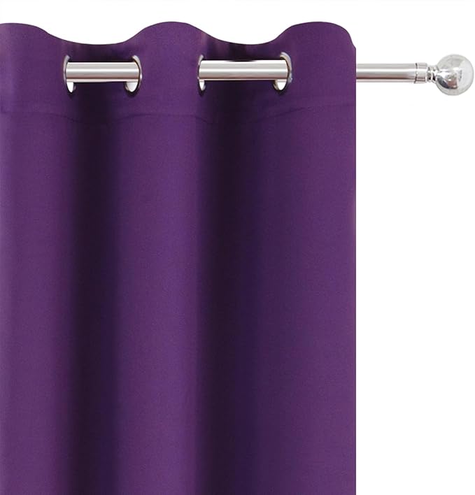 LEMOMO Purple Blackout Curtains 42 x 54 Inch Length Set of 2 Panels Grommet - Image 7