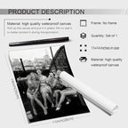 Retro Black And White Woman Canvas Wall Art Fashion Rooftop Party Posters - Image 2