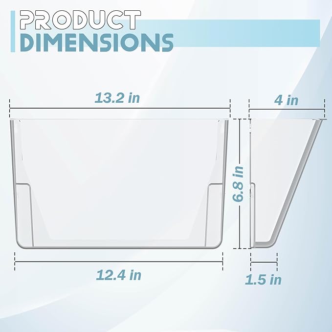 Gawerk Clear Acrylic Single Pocket, Plastic Hanging Wall Mount File Holder - Image 2