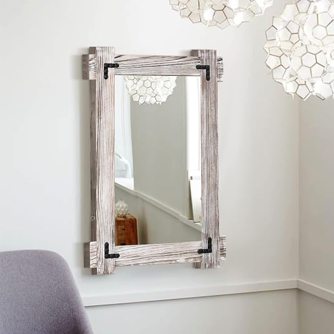 MeMoreCool White Farmhouse Bathroom Mirror, 30x20 Inch White Wood Framed Wall - Image 2