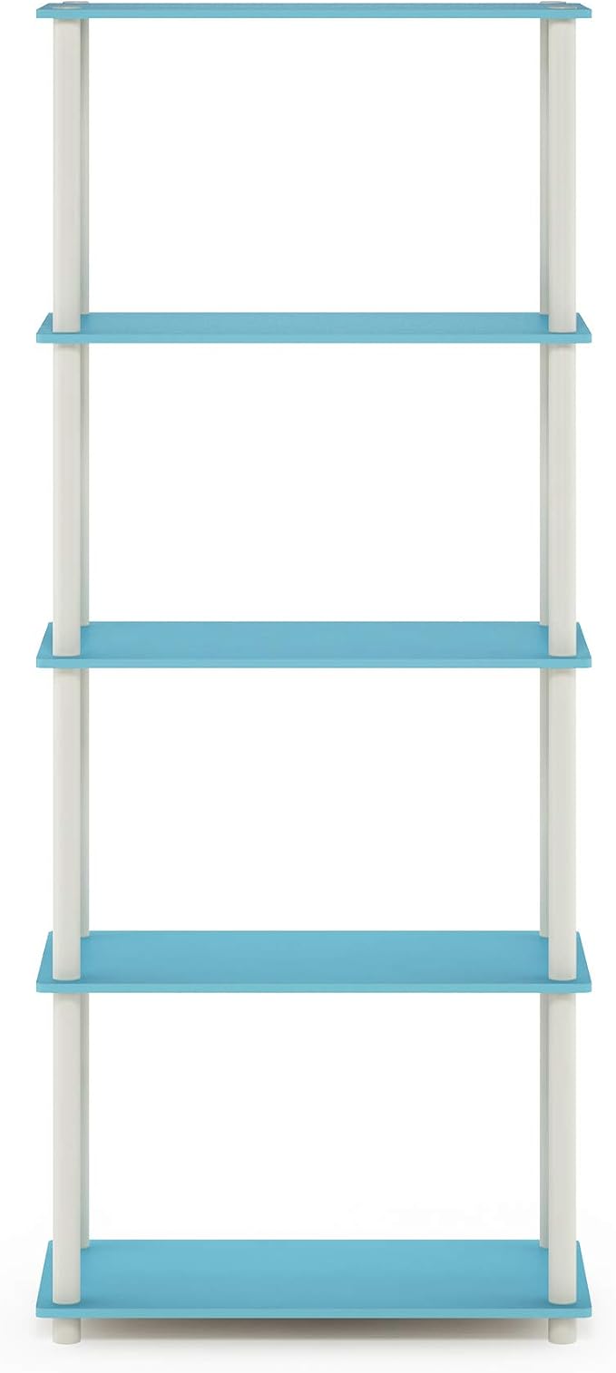 Furinno TURN-N-TUBE Storage Shelves, 5-Tier Book Shelf, Corner Shelf, Toolless - Image 5